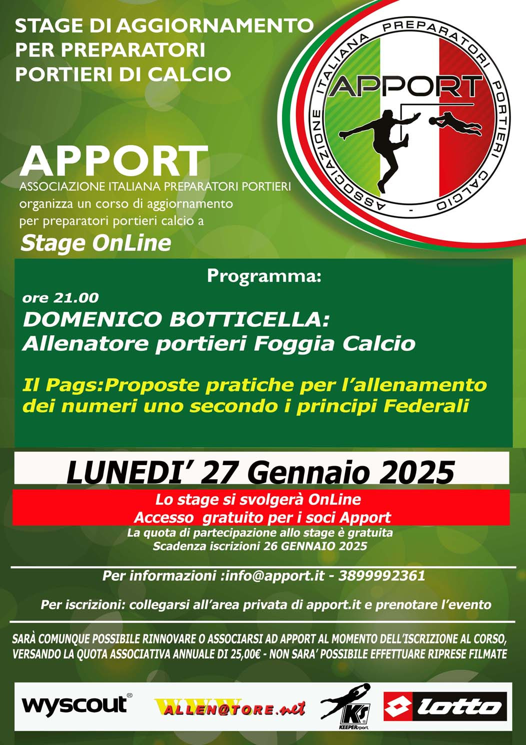 27 Gennaio 2025 - Webinar con Domenico Botticella All. Port. 1 Sq. Foggia