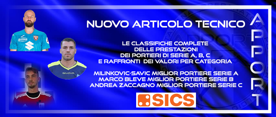 Articolo tecnico: Le prestazioni dei portieri di serie A,B,C nella stagione 2024-2025